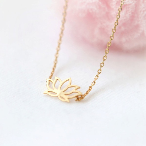 golden threads Jewelry - Lotus Necklace Dainty Gold Pendant Necklace